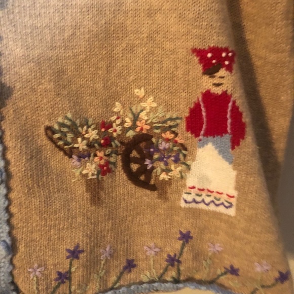 Stitches in Time|‎ Vintage Cardigan w/ Market Scene 3D Knit Art to Wear - Picture 4 of 8